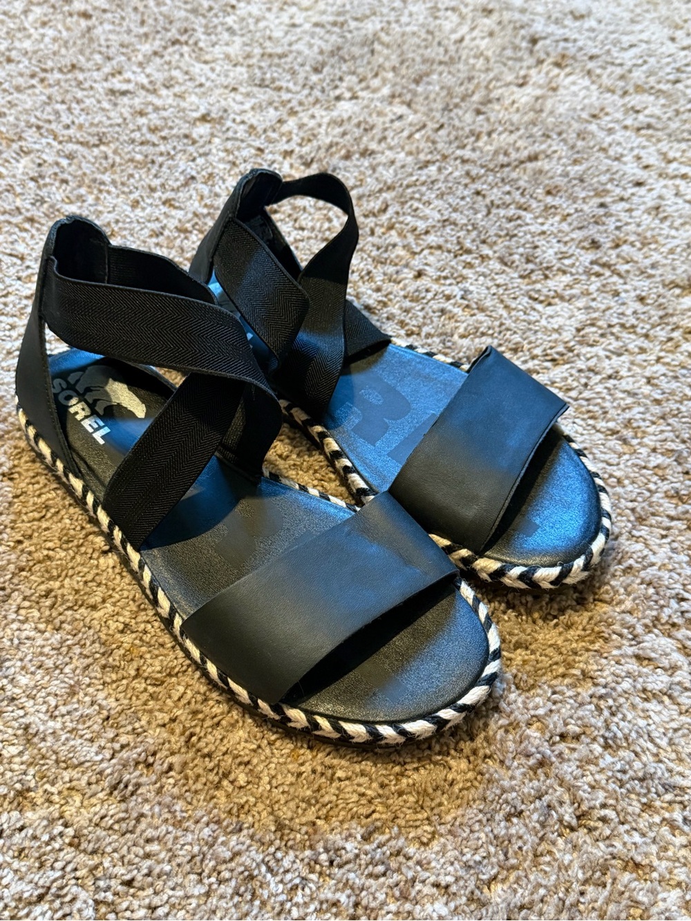 Sorel Black Strappy Espadrille-Style Sandals